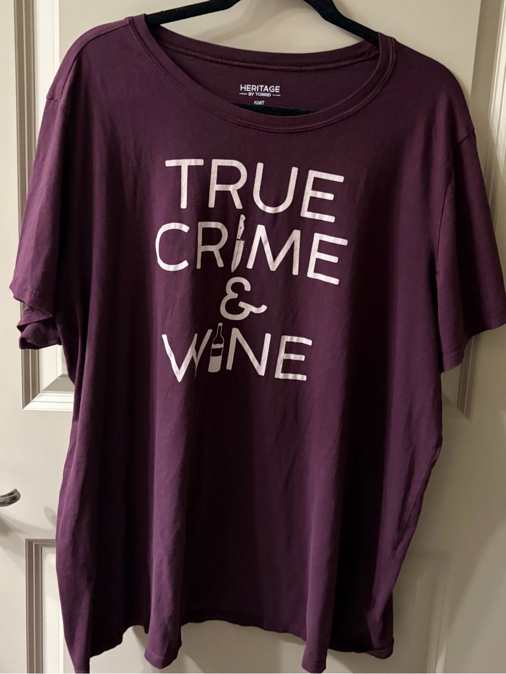 Torrid Heritage Knit Women's True Crime & Wine Graphic Tee - Deep Plum